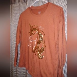 Wonder Nation Long Sleeve Sequin Unicorn Shirt